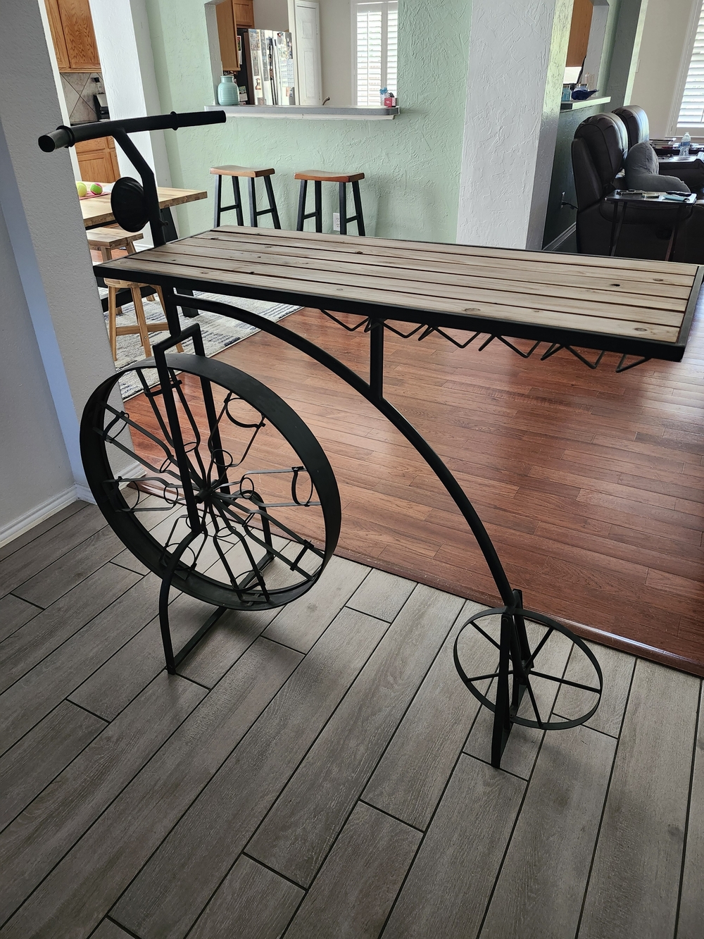 Black Metal Bicycle Bar & Wine Storage.